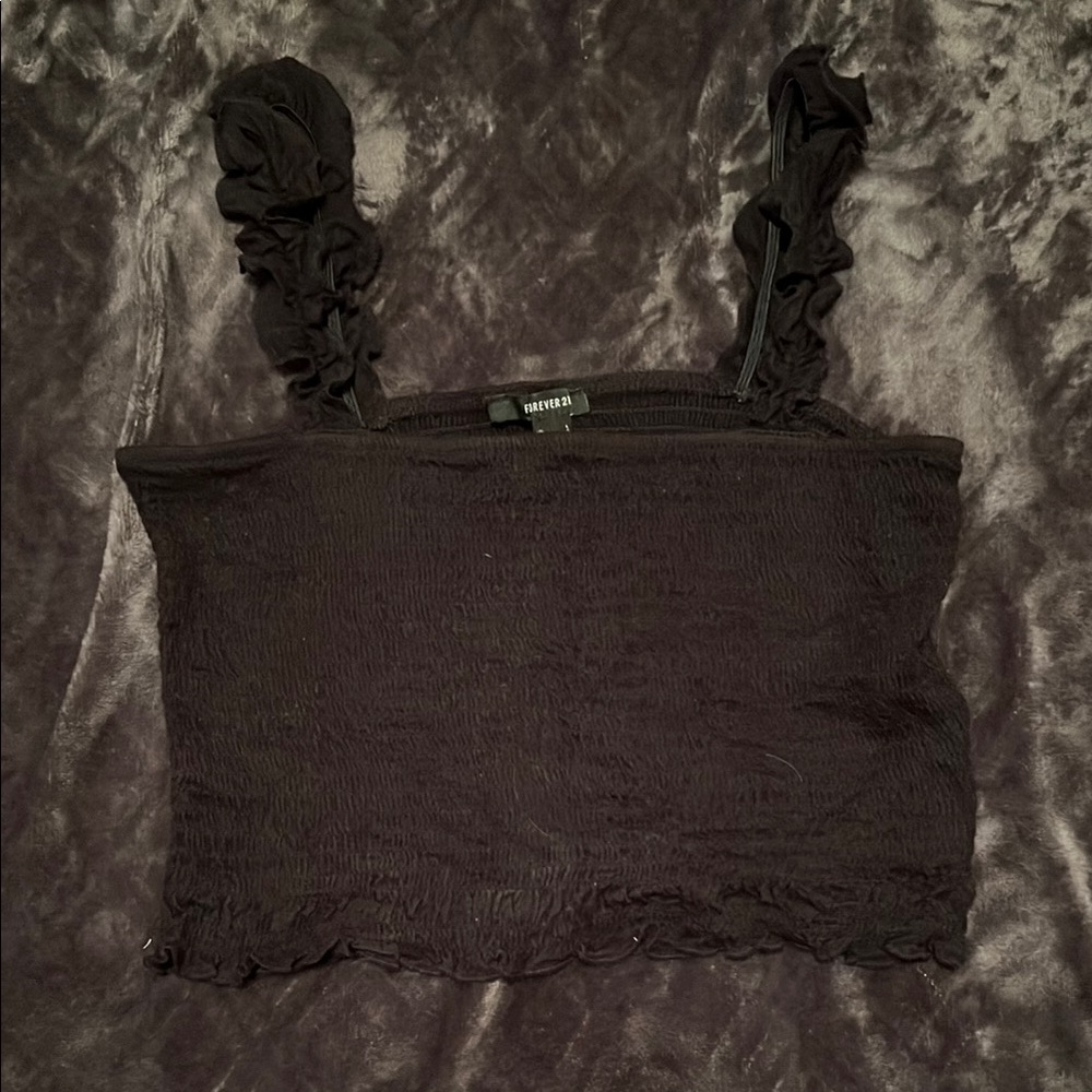 Black Smocked Tube Top